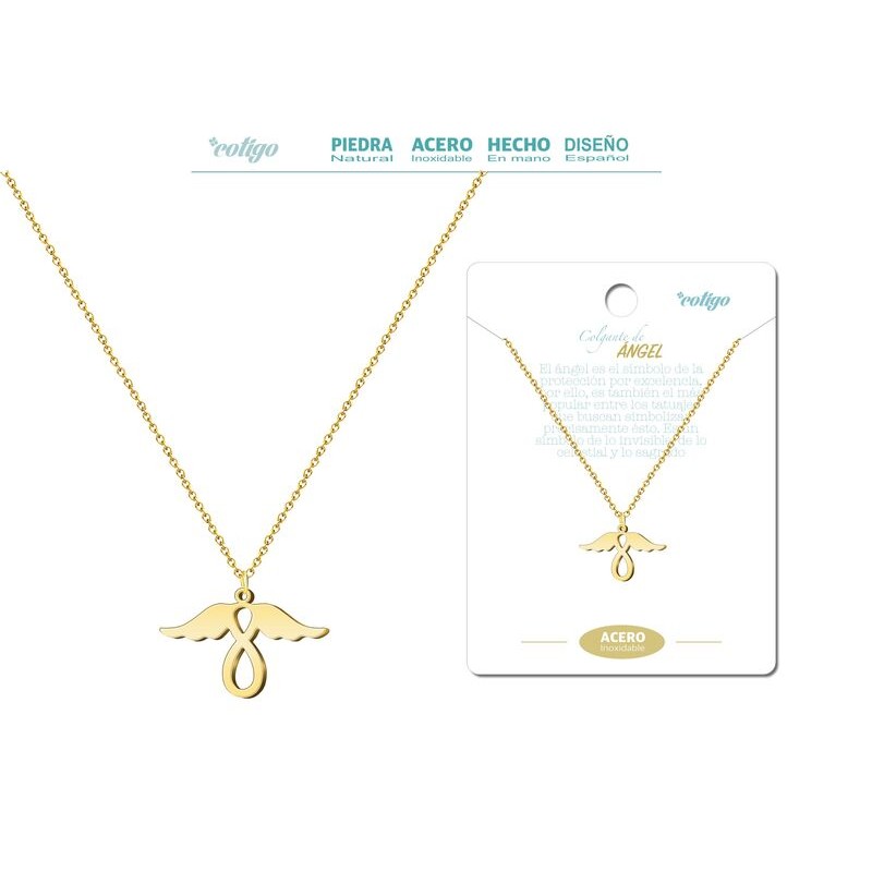 Colgante Angel - Acero Dorado - Coleccion Colgantes amuletos